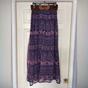 Wide Leg Pull On‎ Harem Pants With Bird & Elephant Boho Hippie Print